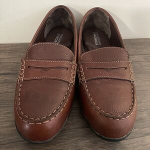 Rockport Works Top‎ Shore Brown Leather Safety Steel Toe Loafer Women's Size 9M
